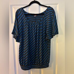Pinc - XL - Blue & Grey Stripes Short Sleeve Shirt/Top